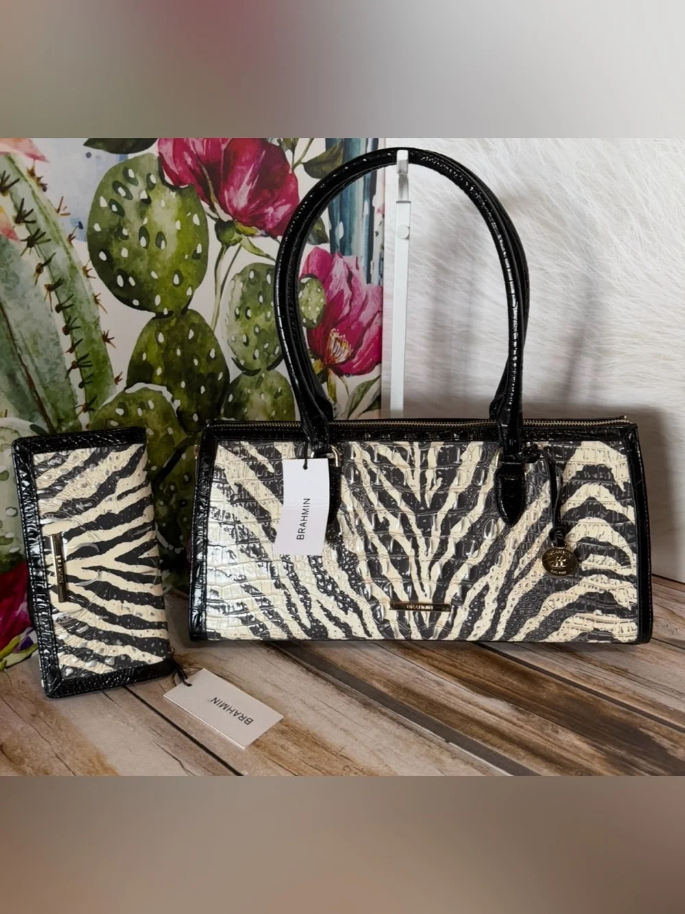 Brahmin Melbourne Collection Sophia Everlasting Encore Satchel Bag & Ady Wallet